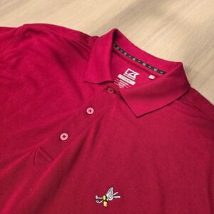 Cutter & Buck Mens DryTec Short Sleeve Polo Shirt XL Red Winged Foot Golf Club